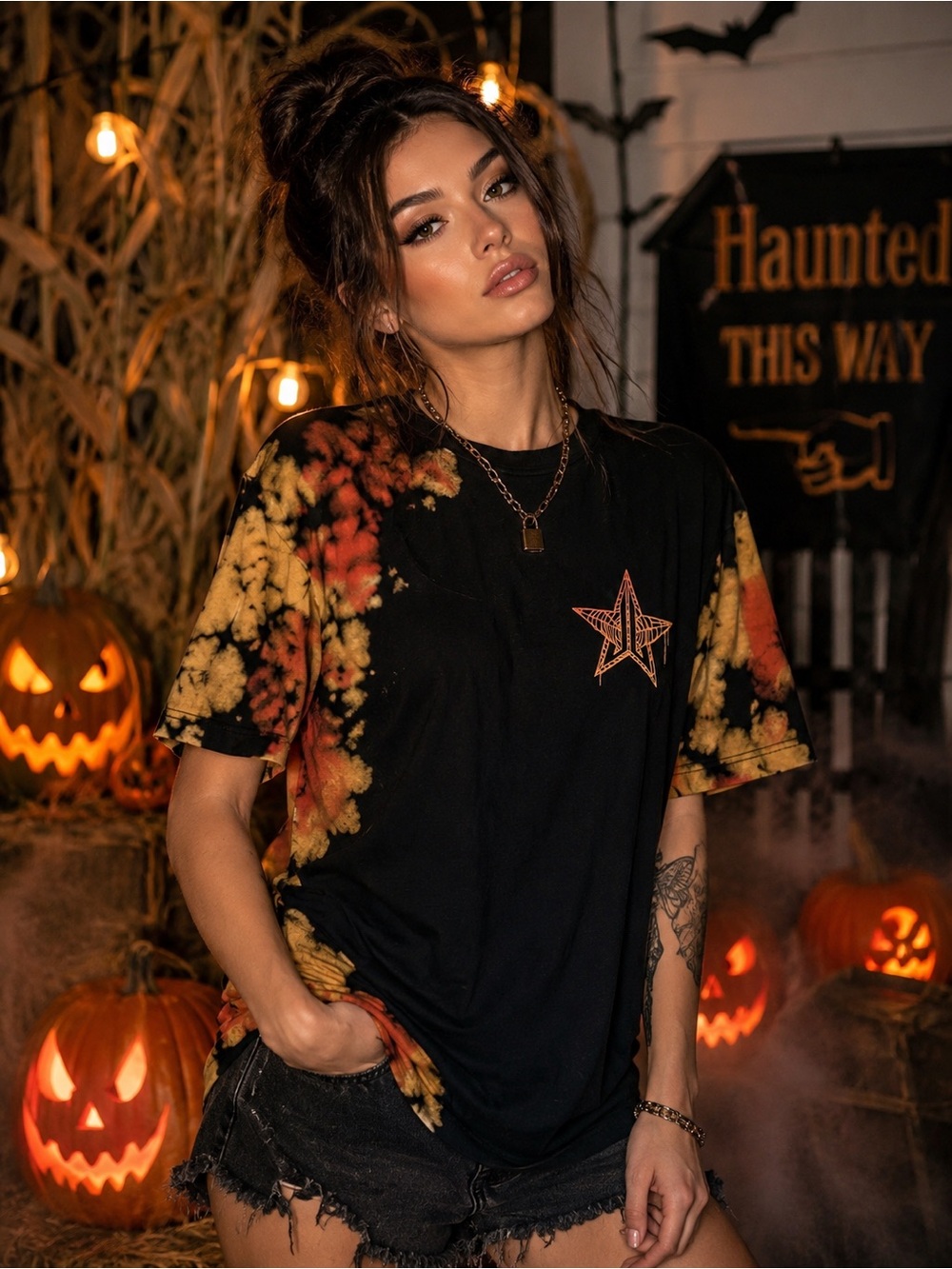 Jeffree Star Halloween 2020 Limited Edition Bleach Tie Dye Star Tee Medium NWOT